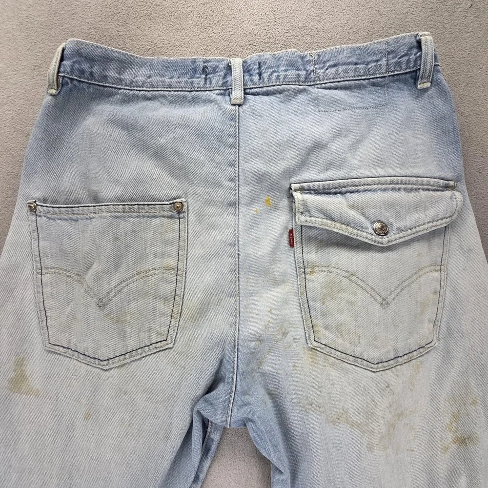 VTG Levis Engineered Jeans Mens Blue‎ Japan Twisted Altered Hem Flap Fits 30x26